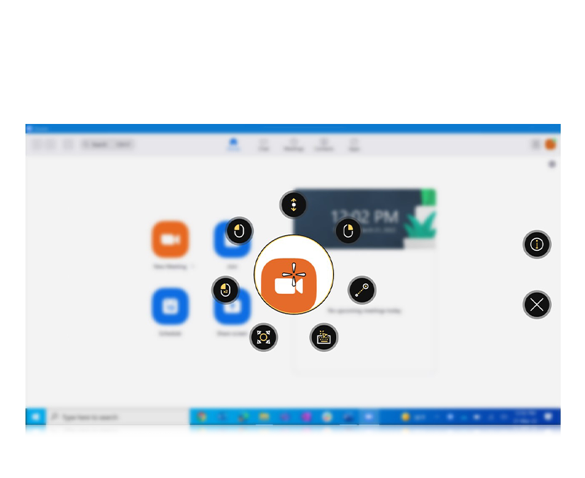 Tobii Dynavox TD Control Interaction menu with Zoom in background