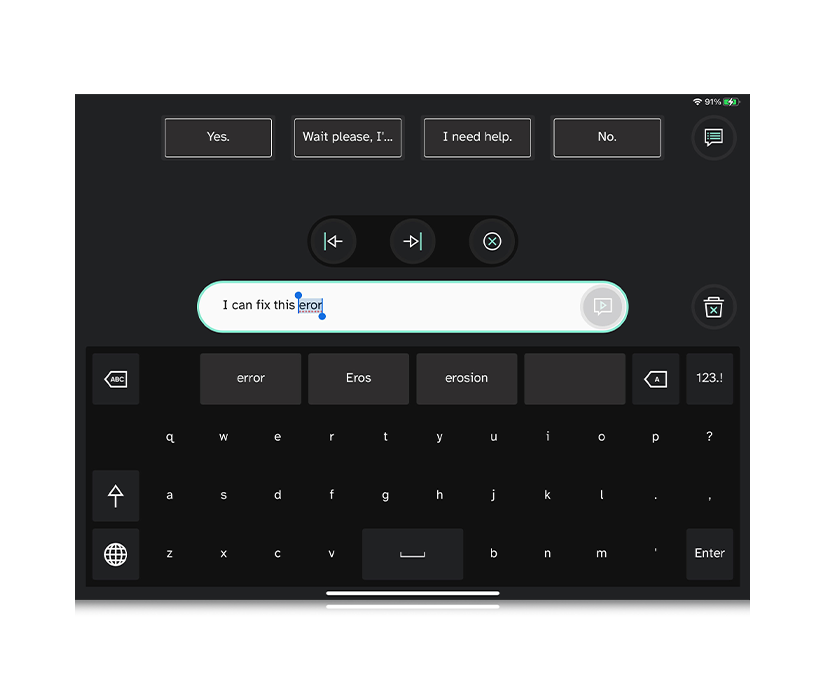 TD Talk in-sentence editing feature