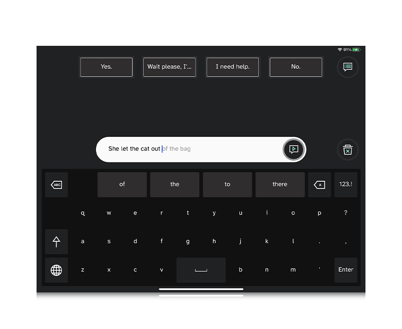 TD Talk personal phrase prediction feature
