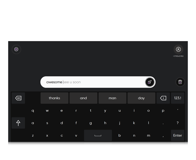 Screenshot of TD Phone showing phrase prediction