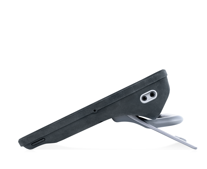 Tobii Dynavox SC Tablet right sideview with kickstand, handle and switch ports