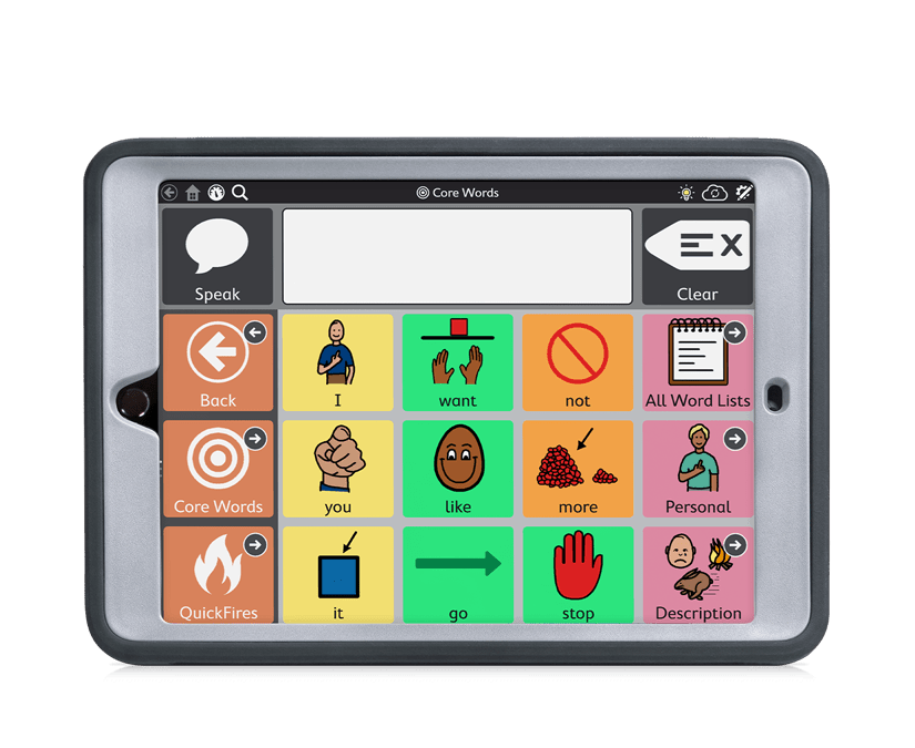 Tobii Dynavox SC Tablet front view with iPad featuring TD Snap